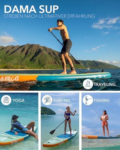 DAMA Inflatable Stand Up Paddle Boards for Adults w/Sup Board Accessories Hand Pump 4pcs Kayak Floating Paddle | Wide Stance