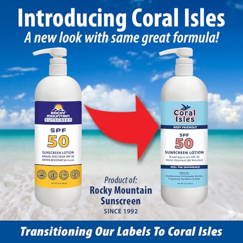 Coral Isles SPF 50 Sunscreen Pump Reef Compliant Broad Spectrum 128 Fl Oz