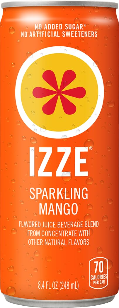 IZZE Sparkling Water Juice Beverage Blend, Pineapple, No Sugar Added, 8.4 FL OZ, 24 Cans