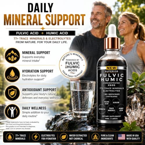 Fulvic Humic Mineral Blend Drops – 77+ Trace Minerals & Electrolytes