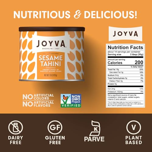 Joyva Sesame Tahini | Roasted Sesame Seed Puree | 15 oz | Smooth & Creamy