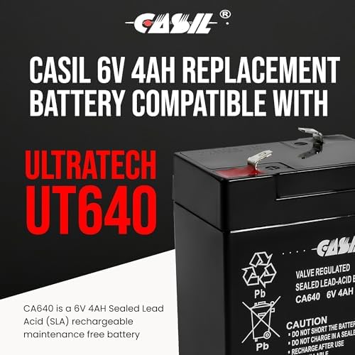 Casil 6V 4Ah SLA Battery – Rechargeable Sealed Lead Acid AGM – F1 Terminal – Replacement for Power Wheels, Deer Feeders, Emergency Lights