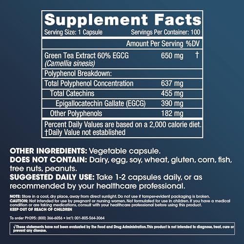 ProHealth Longevity Green Tea EGCG Extreme (390mg EGCG, 100 Capsules) (Green Tea Supplement)