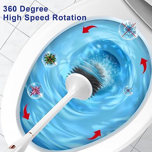 Electric Toilet Brush, Silicone Toilet Brush, Toilet Bowl Brush and Holder Set with Ventilated Holder, Toilet Brush, Floor Standing
