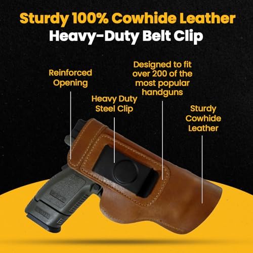 The Ultimate Leather IWB Holster - Fits S&W M&P Shield - Glock 17 19 22 23 32 33 44 / Springfield XD & XDS/Walther P99 & All Similar Handguns - Right Handed'-Black
