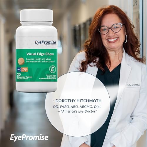 EyePromise Vizual Edge Eye Supplements, 30 Chewable Tablets, Citrus Flavor | Eye Vitamins for Macular Support & Enhanced Visual Performance with Zinc, Lutein and Zeaxanthin (Packaging May Vary)