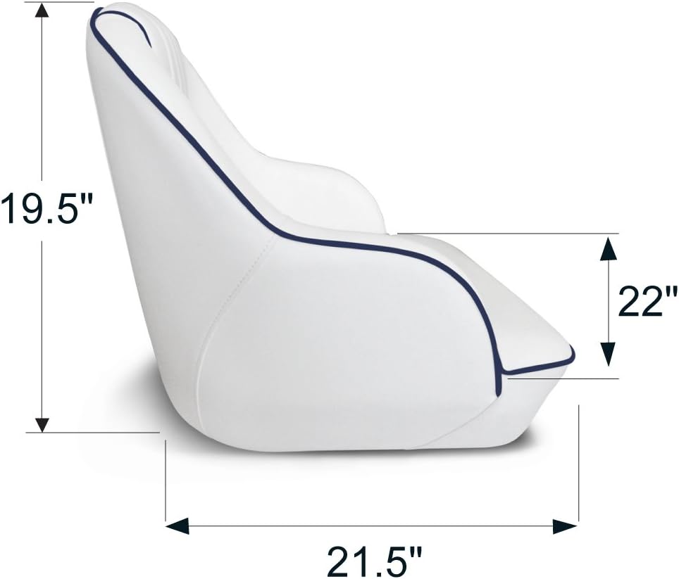 Leader Accessories Pontoon Captains Bucket Seat Boat Seat Boat Chair | Boat Chair with Armrest Ergonomic Design Compression Foam Padding Injection Molded Plastic Frame