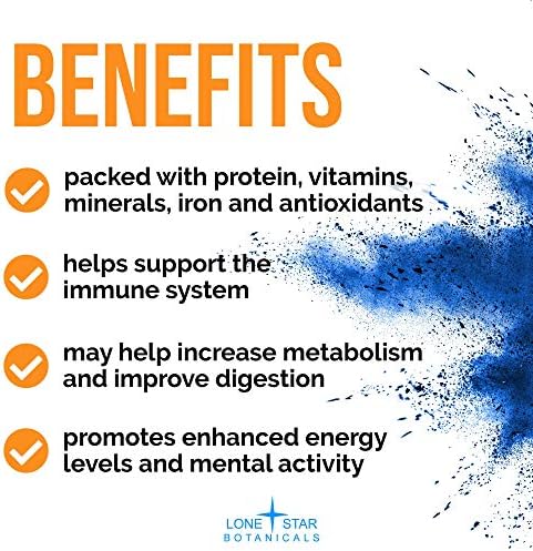 Lone Star Botanicals Organic Blue Spirulina Powder - 100% Pure Blue-Green Algae, No Fishy Smell, Vegan Superfood for Smoothies & Drinks, Non GMO