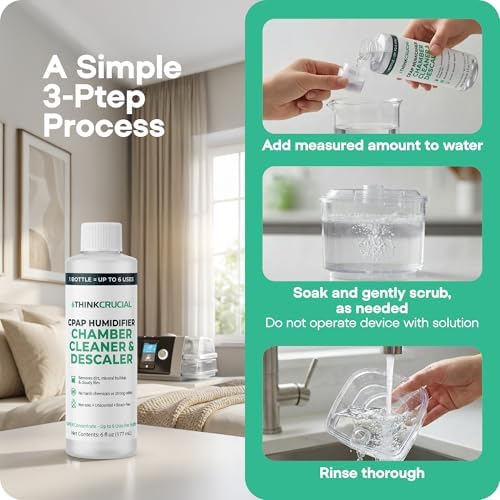 Think Crucial 6x Uses CPAP Cleaner & Descaler for Humidifier Chambers – Super Concentrated Cleaning Descaling Solution for CPAP Water Tanks –