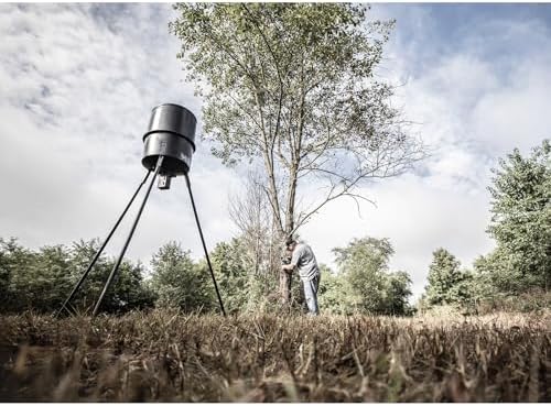 Wildgame Innovations Quick-Set 270 lb Game Feeder | Durable tripod Corn/Pellet hunting feeder, digital timer, 1-4 available feed times & 30-feet radius