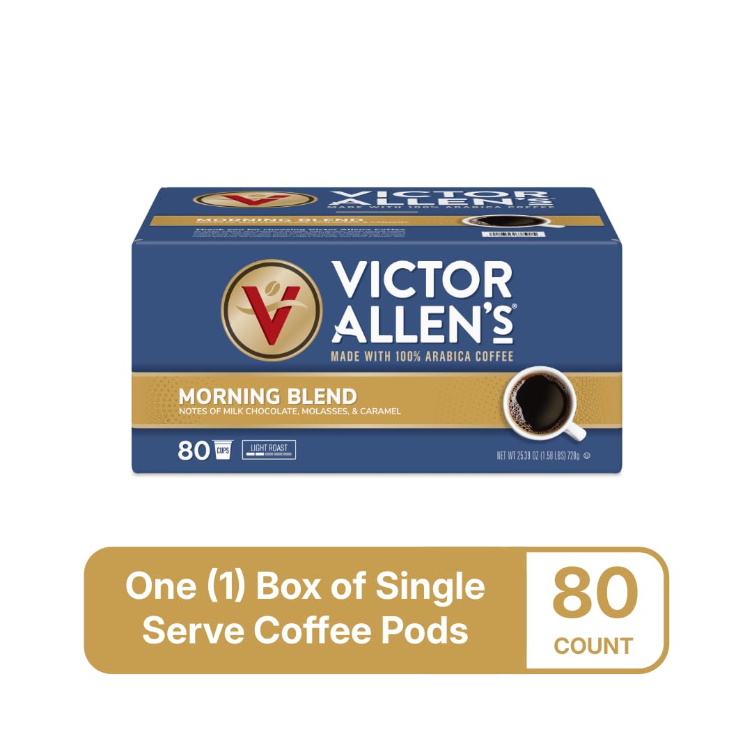 Victor Allen's Coffee Donut Shop Blend, Medium Roast, 80 Count, Single Serve Coffee Pods for Keurig K-Cup Brewers | 100% Arabica beans, Compatible with all K-Cup brewers, Kosher-OU (Pareve), 90-150mg caffeine per serving