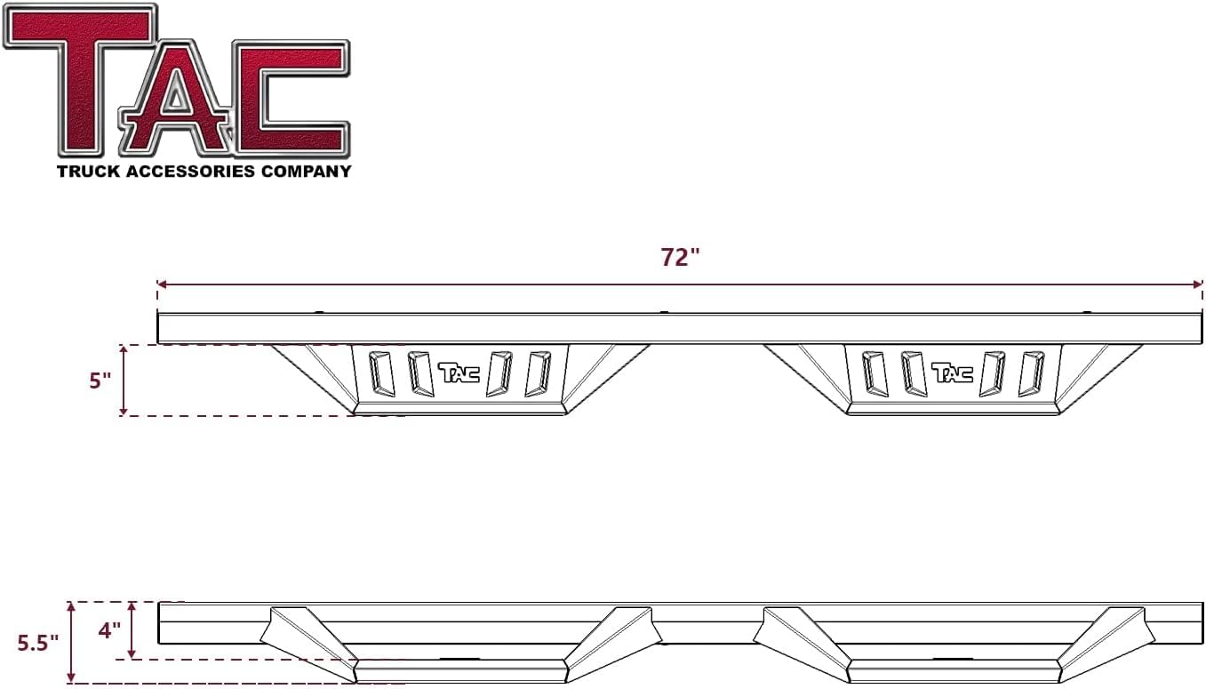TAC Side Steps Fit Chevy Silverado/GMC Sierra 1999-2018 1500 & 1999-2019 2500/3500 Extended/Double Cab (Excluding C/K Classic) (Body Mount) Truck Pickup 3" Black Side Bars Nerf Bars 2 Pieces