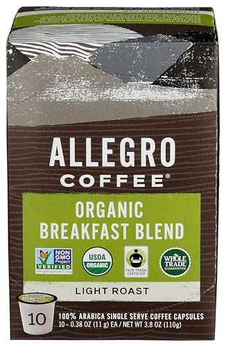 Allegro Coffee, Coffee Breakfast Blend Pods Organic 10 Count, 3.8 Ounce
