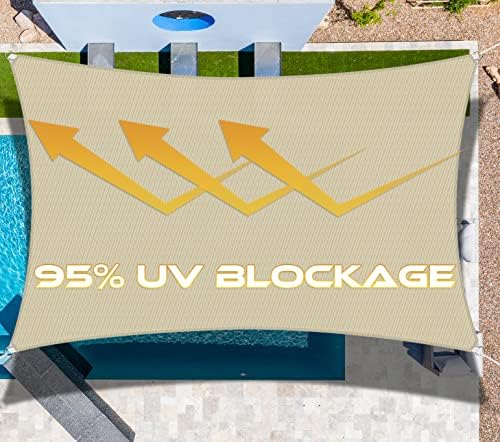 Windscreen4less 8' x 10' Sun Shade Sail Rectangle Outdoor Canopy Cover UV Block for Backyard Porch Pergola Deck Garden Patio (Gray)