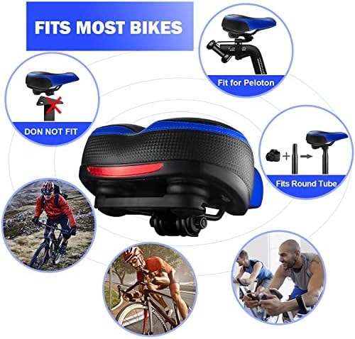 Bike Seat, Most Comfortable Bicycle Seat Dual Shock Absorbing Memory Foam Waterproof Bicycle Saddle Bike Seat Replacement with Refective Tape