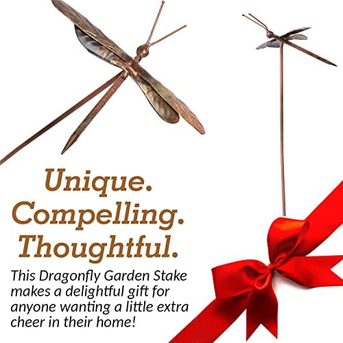 Flamed Copper Dragonfly Garden Ornament