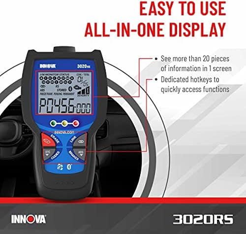 INNOVA 3020RS Fast & Easy-to-Use Check Engine Code Reader, OBD2 Scan tool for ABS Clear with Fix & Part Recommendations, Maintenance Schedules