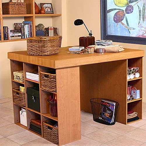 Project Center Desk with Bookcase and 3 Bin Cabinet-Oak