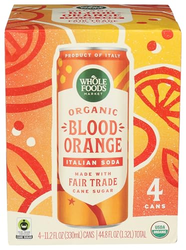 Whole Foods Market Blood Orange Italian Soda, 11.2 Fl Oz, 4 Pack | 4 Pack, Organic