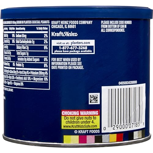 PLANTERS Salted Peanuts, Plant Based Protein Snacks, 12 Oz (1 Ct) | Roasted Salted Nuts. Resealable Canister. Snacks for Adults. Party Mix, Party Snacks