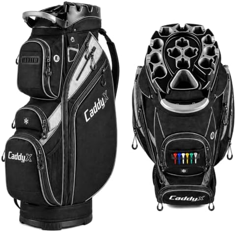 14-Way Golf Cart Bag, Professional Organizer Cart Bag with Anti-Rattle Top