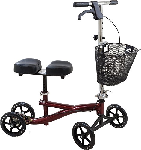 Roscoe Medical Knee Scooter for Adults for Foot Surgery, Foldable & Adjustable Knee Walker for Broken Foot & Leg Injuries, Crutch Alternative, Knee Rover, Dual Pad, (Up to 350lbs, 8' Wheels), Black
