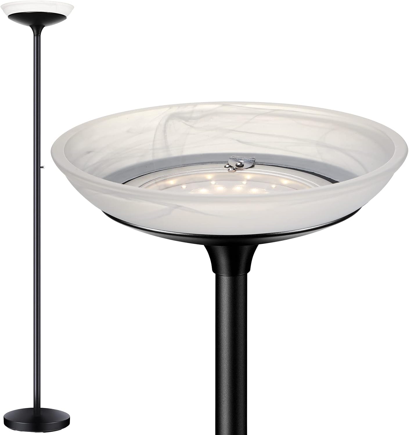 BoostArea Torchiere Floor Lamp, 30W Super Bright LED Standing Lamp, Stepless Dimmable Pole Lamp with 3000K Lighting, Rotary Switch