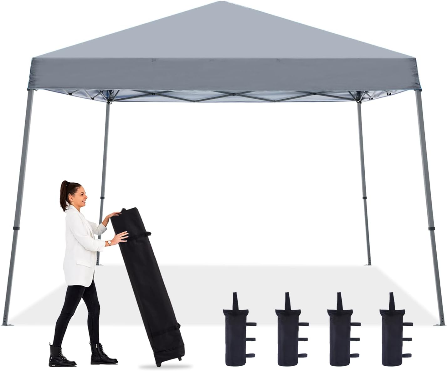 ABCCANOPY 10x10 Pop Up Canopy Tent, Slant Leg Outdoor Shade, Dark Gray