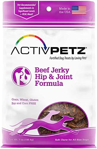 Loving Pets Activpetz Beef Jerky Hip & Joint Formula Dog Treat, 7 Oz