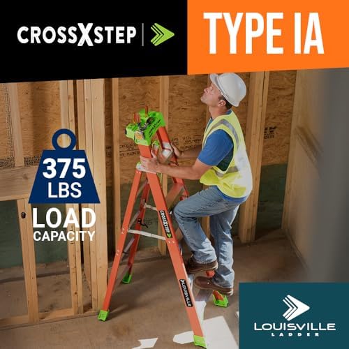 Louisville Ladder 4-foot Fiberglass Cross Step Ladder, 300-Pound Load Capacity, Type IA, FXS1504