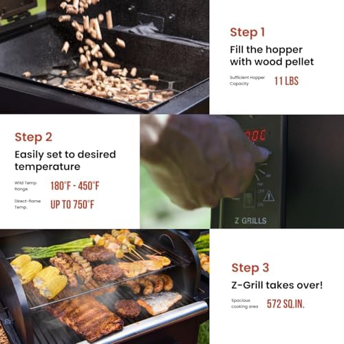 Z GRILLS 600D Wood Pellet BBQ Grill, 572 Sq In, PID 3.0
