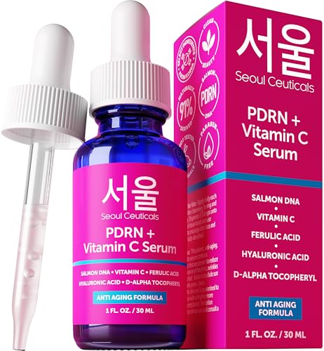 SeoulCeuticals Korean Skin Care 20% Vitamin C Serum for Face + CE Ferulic | 1oz C E Ferulic Vit C Facial Oil with Hyaluronic Acid, Vitamina E, Vegan, Cruelty Free, Anti Aging K Beauty Glow C+E Skincare