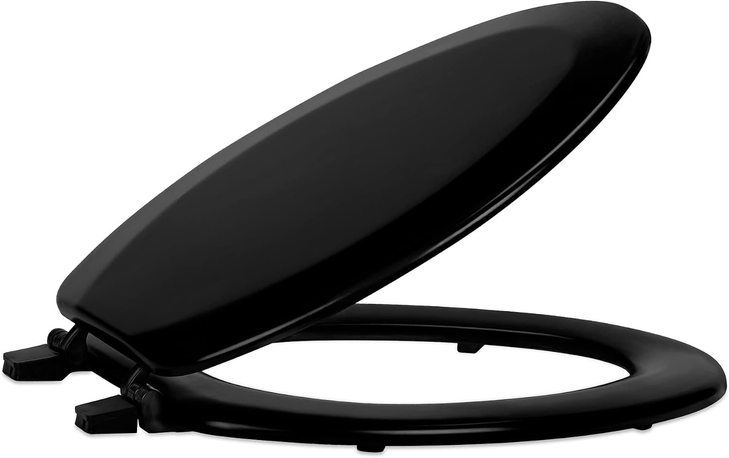 Soft Elongated Vinyl Toilet Seat, Black - 19 Inch Soft Vinyl Cover with Comfort Foam Cushioning - Fits All Elongated Size Fixtures - Easy to Install Fantasia by Achim Home Decor