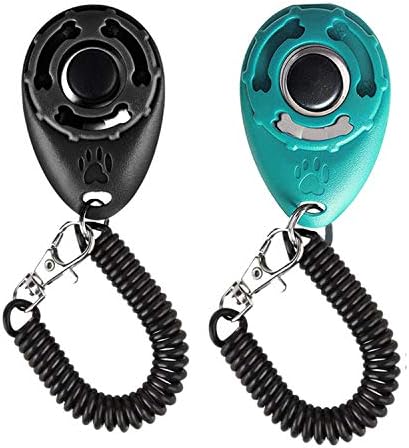 Dog Training Clicker with Wrist Strap Durable Lightweight Easy to Use-2 Pack(Black+New Blue)