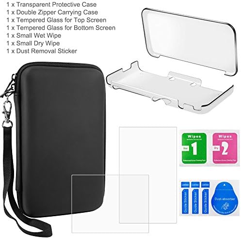 Protective Cases Compatible New 2DS XL with Screen Protectors, AFUNTA 1 Crystal Clear Case and 1 EVA Carrying Case for Console