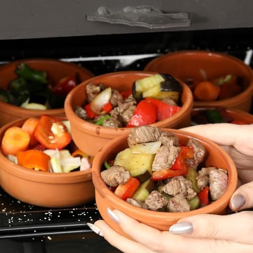 Areste Mexican Clay Cookware Set (Set of 6)- Terracotta Cooking Pots, Bowls, Plates, and Serving Dishes - Premium Spanish Earthenware for Baking