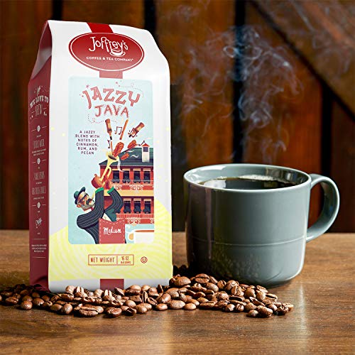 Joffrey's Coffee - Jazzy Java, Flavored Coffee, Artisan Medium Roast, Arabica Beans, Cinnamon, Rum, & Pecan Flavor, Gluten-Free, No Sugar
