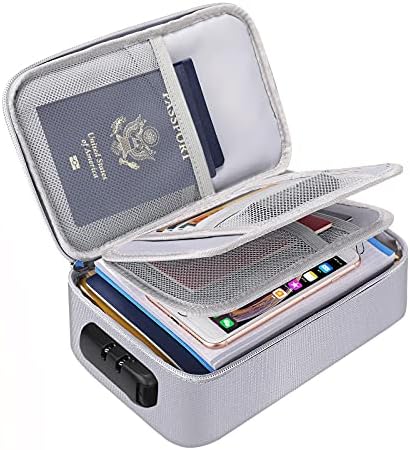 ENGPOW Small Fireproof Bag with Lock,Money Organizer Case,9”x 5.3”x 3.7”