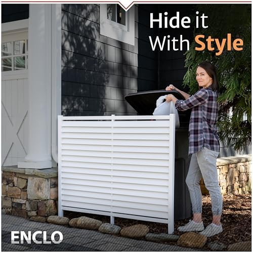 Enclo Wilmington Privacy Screen 2pk, White Vinyl DIY No Dig Kit | 45.5inH x 36.5inW, 2 Panels, ZP19008
