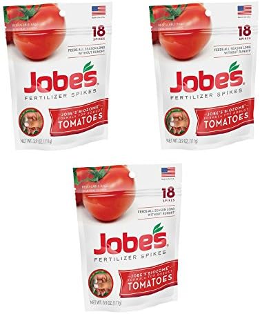 Jobe’s Tomato Fertilizer Spikes, 6-18-6 Time Release Fertilizer for All Tomato Plants, 18 Spikes per Resealable Waterproof Pouch - (3 Pouch)