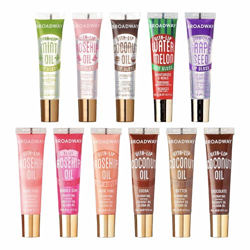 Ruby Kisses Broadway Vita-Lip Clear Lip Gloss (8 Pack), Ultra-Hydrating & Soothing Formula with Vitamins