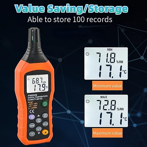 PM6508 High Precision Handheld LCD Digital Temperature Humidity Meter Thermometer Hygrometer for Home and Industrial Using 7.12.41.1in