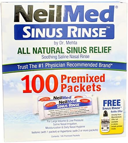NeilMed Sinus Rinse All Natural Relief Premixed Refill Packets 100 Each (Pack of 3)