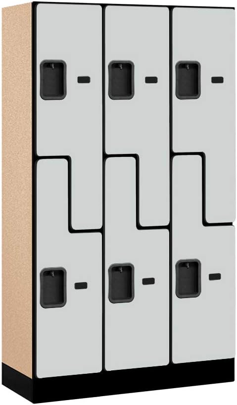 Salsbury Industries Double Tier 'S' Style Designer Wood Locker, Mahogany, 5' 3" x 15"