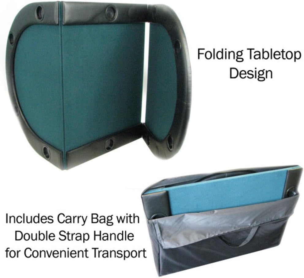 Foldable Poker Table Top - Water-Resistant Folding Mat with Cupholders and Padded Edges - Seats up to 10 People by Trademark Poker (Green)