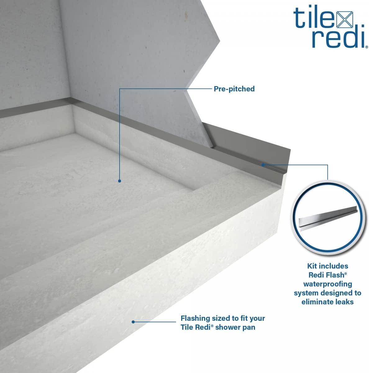 Tile Redi P3648C-RB36-KIT Shower Pan and Bench with Center Drain- Single Curb Shower Base, Bench, 2" PVC Drain, and Plate Included, 60" Width x 36" Depth