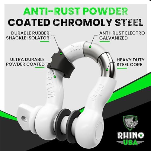 Rhino USA D Ring Shackles (2-Pack) - 41,850lb Break Strength