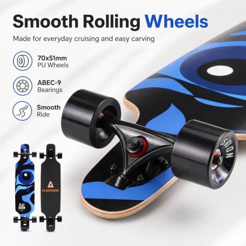 Playshion 39 Inch Drop Through Longboard Skateboard for Beginners