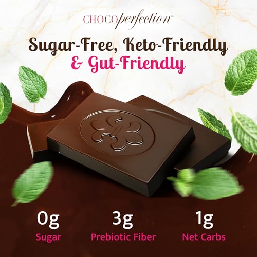 ChocoPerfection Dark Mint Chocolate Bars - Sugar Free Dessert- 30 Pack 10G