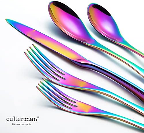 Rainbow Silverware Flatware Cutlery Set,Include Knife Fork Spoon, Dishwasher Safe (color 20 Pieces Flatware Sets)